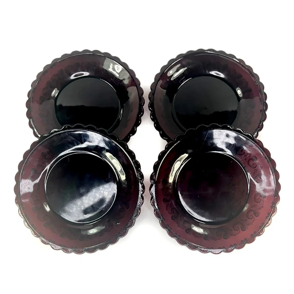 Vintage Purple Pressed Glass Cocktail Plates - 4